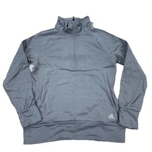 Adidas Sweatshirt Men Medium Gray  White Sweater Pull Over Performance Climawarm